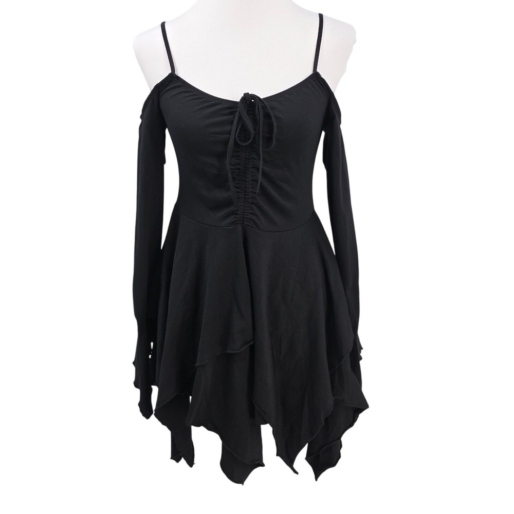 Dolls Kill Current Mood Womens M Black F Is For Fairies Handkerchief Dress NWT